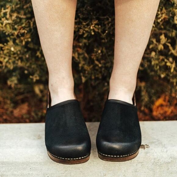 Dansko Black Women's Mules with Brown Sole - Picture 6 of 12